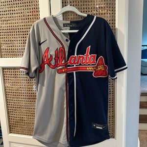 Atlanta Braves Acuña Jr Custom Split Jersey Baseball Shirt Nike Medium